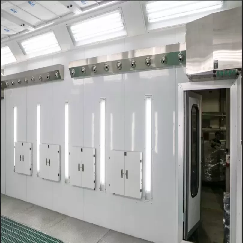 Phòng sơn sấy tiêu chuẩn cho sơn gốc dầu, cửa panel 3 cánh, hút sàn 3 dãy